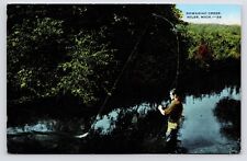 c1940s~Niles Michigan MI~Dowagiac Creek~Freshwater Fly Fishing~Vintage Postcard picture