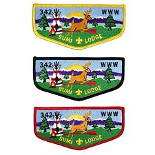 Lot of 3 Sumi Lodge 342 WWW BSA Vigil Honor Flap Patch ▪ YELLOW RED BLACK Border picture