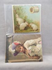 Vintage c1887 Trade Card J & P. Coats Best Six Cord Thread 3 White Mice picture