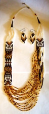 Native American Rena Charles Navajo Beaded Necklace Earrings Never Worn VTG picture
