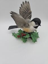 Lenox Collectible Chickadee On Holly Leaves Bird Figurine picture
