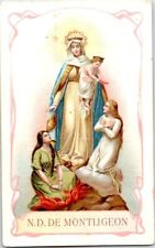 Vintage Notre Dame de Montligeon French Holy Prayer Card Archconfraternity 1884 picture