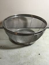 Vintage Heavy Duty Metal Mesh Strainer Farmhouse Attached Frame Solid Base 12” picture