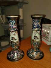 Exquisite Ornate Chinese Candlestick Holders Vintage Porcelain picture