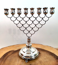 Judaica Sterling Silver .925 Hanukkah art vintage Jewish Channukiah Israel picture