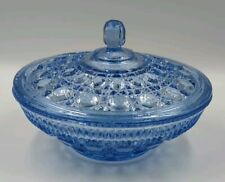 Vintage Indiana Glass Blue Windsor Lidded Candy Bowl Dish picture