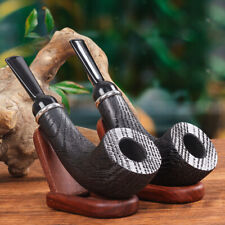 Classic Traditional Oak Pipe Handmade Solid Wood Horn Pipes Tobacco Cigar Pipes picture