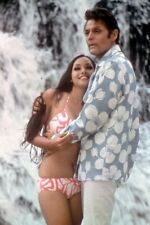 Jack Lord cuddles girl in bikini by waterfall Hawaii Five-O 12x18 poster picture