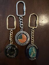 Lot of 3 Vintage Hollywood Beach Florida Keychain Spinners With Barrel Clasps picture