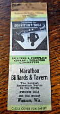 Vintage Matchbook: Marathon Billiards & Tavern, Wausau, WI picture