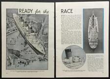 RMS Queen Mary OCEAN LINER 1935 vintage pictorial Cunard Lines picture