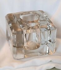 Antique Glass Square Ink Well, Large Heavy Wavy Glass 2-5/8