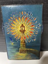 Lighthouse Sail Boat Postcard c1910 Mechanical Kaleidoscope Antique LOOK picture