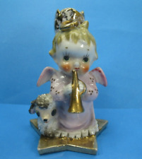 ARDALT Angel Sugared Baby Lamb Gold Star Base Bud Vase Figurine Vintage picture