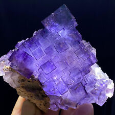 252g Natural Purple Cubic Trapezoidal Transparent Fluorite Mineral Specimen picture