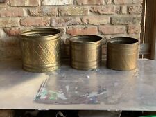 3 Vintage Nesting Solid Brass Planter Pots Hosley India Graduated 9” 8” 7” picture