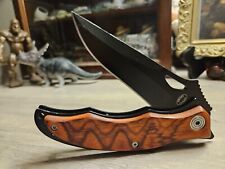 FROST CUTTLERY LARGE FOLDING STYLE KNIFE - LINERLOCK- EXOTIC WOOD SCALES picture