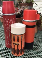 Vtg MCM  50s 60s Thermos Red Black Geo Aladin Retro Fall Football Lot Drinkware picture