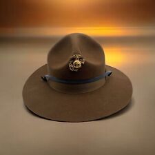 VTG WWI USMC Campaign Hat & Econolead Eagle,  Globe, Anchor Pin - Strap-  7 3/4
