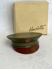 Rare 1940s Henriette Military Hat Powder Compact WWII for Sweetheart Wife w/ Box picture
