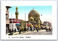 Postcard IRAQ BAGHDAD Haydar-Khana Mosque Coca-Cola Busy Street View Stamps AP15 picture