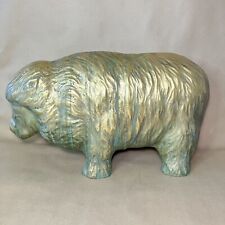 22lbs Vintage Cast Brass Bison / Buffalo / Yak Statue 13” Tall 22” Long picture