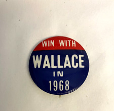 Vintage 1968 Win with George Wallace Political Pin VGC picture