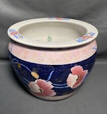 Vintage Chinese Porcelain Floral Planter Fish Bowl Jardinière Marked 12