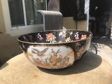 Vintage Early Mid 1900’s Asian Hand painted Gilt X Large 16” Porcelain Bowl  picture