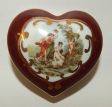 German Elfinware Hand Painted Heart Shaped Box - Couple in Garden Scene picture