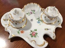 Antique French Inkwell Base Porcelain, Handpainted, Signed picture