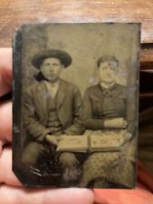 Antique Tintype Photo Portrait Of Couple picture