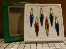Mercury Glass Set Of 6 Commodore Hand Decorated Glass Ornaments In Original Box picture