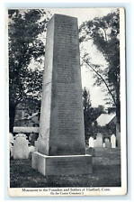 Monument To Founders & Settlers Cemetery Hartford CT Connecticut Postcard View picture