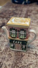 European Cafe Hand-painted Twinings Teapot - One in a Series - NWT, NOS, VINTAGE picture