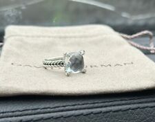 David Yurman 925 Silver 9mm  Chatelaine Ring White Topaz & Pave Diamond size 8 picture