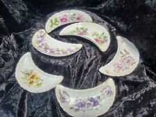 Vintage Chadwick Japan Bone China Plates-Crescent Shaped - 6 Piece Set - Floral picture