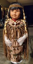 Vintage 18” Native American Indian Porcelain Doll  New In Original Box Beautiful picture