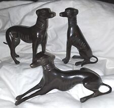 Vintage Italian Whippet Greyhound Bronze Figurines SET OF 3 picture