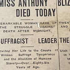 1906 Suffragist Leader Susan B Anthony Died Today Article Newspaper Page picture