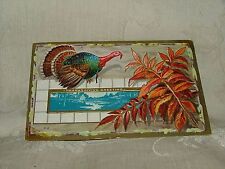 1910 POSTCARD Thanksgiving Cyanotype Embossed Turkey Railway Cancel by Nash NYC picture