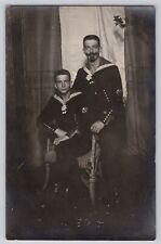 WWI German Sailors  RPPC Studio Portrait 2 Handsome Males Affectionate Pose V* picture
