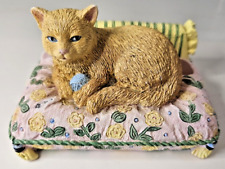 Lady Jayne Cottage Cat Sitting on a Pillow Figurine Memo Pad & Pen Holder (read) picture