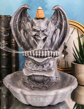 Gothic Chimera Gargoyle On Fountain Pedestal Backflow Incense Cone Burner Decor picture