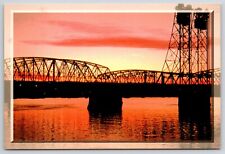 Sunset Over the Columbia River I-5 Bridge Portland OR Vancouver WA Postcard picture