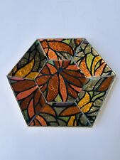 Georges Briard Signed MCM Glass Guild Gold Stained Foil Glass 6-Sided Dish picture