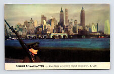 c1939 Postcard New York NY Skyline of Manhattan Macy Color Views picture