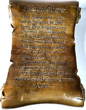 Vintage Ceramic ''The Lord's Prayer'' Scroll Plaque For Table Top/ Display Holdr picture