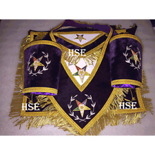 MASONIC REGALIA ASSOCIATE PATRON APRON HAND EMBROIDERED WITH COLLAR & CUFF'S-HSE picture