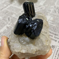 269G  Natural Black Tourmaline Quartz Crystal Mineral Specimens Healing picture